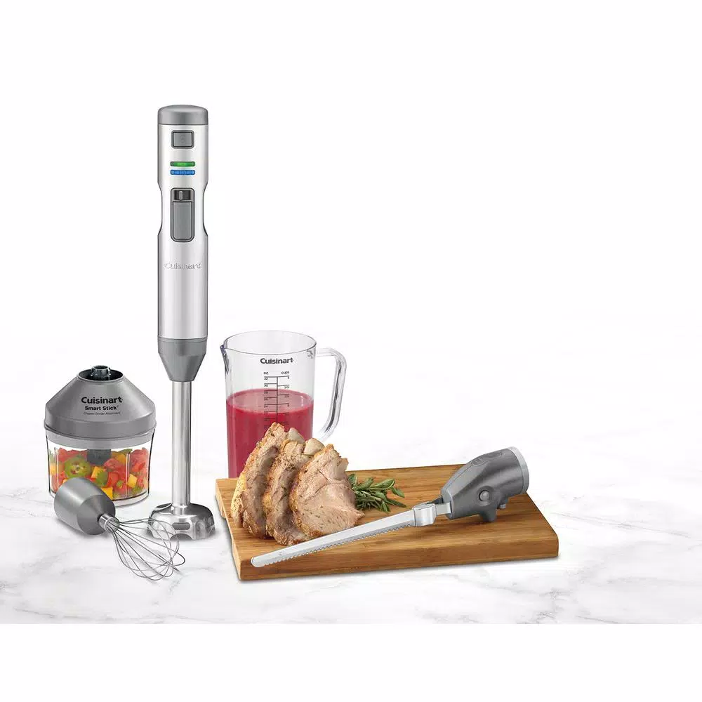 Cuisinart Smart Stick 5-Speed Cordless Stainless Steel Immersion Blender Set with Whisk, Chopper and Electric Knife
