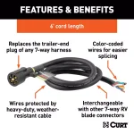 CURT 6' Replacement 7-Way RV Blade Harness - Trailer Side Connector thumbnail 6