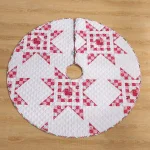 Country Living Angelina 48 in. Reversible Quilted Tree Skirt, Red and White Patchwork Star thumbnail 7