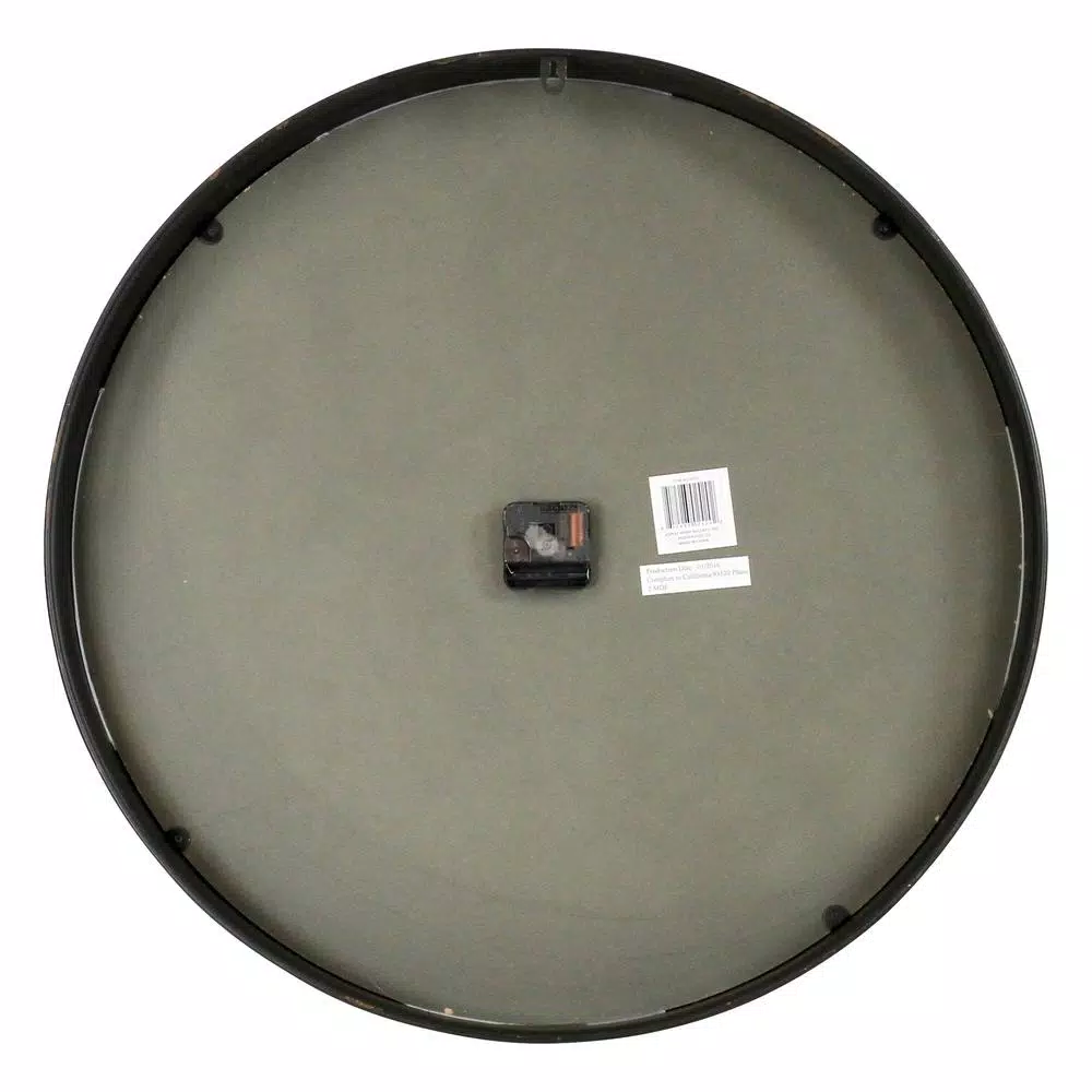 Aspire Home Accents Emmaline Distressed Brown Round Wall Clock - Oversized Romanesque Iron Frame