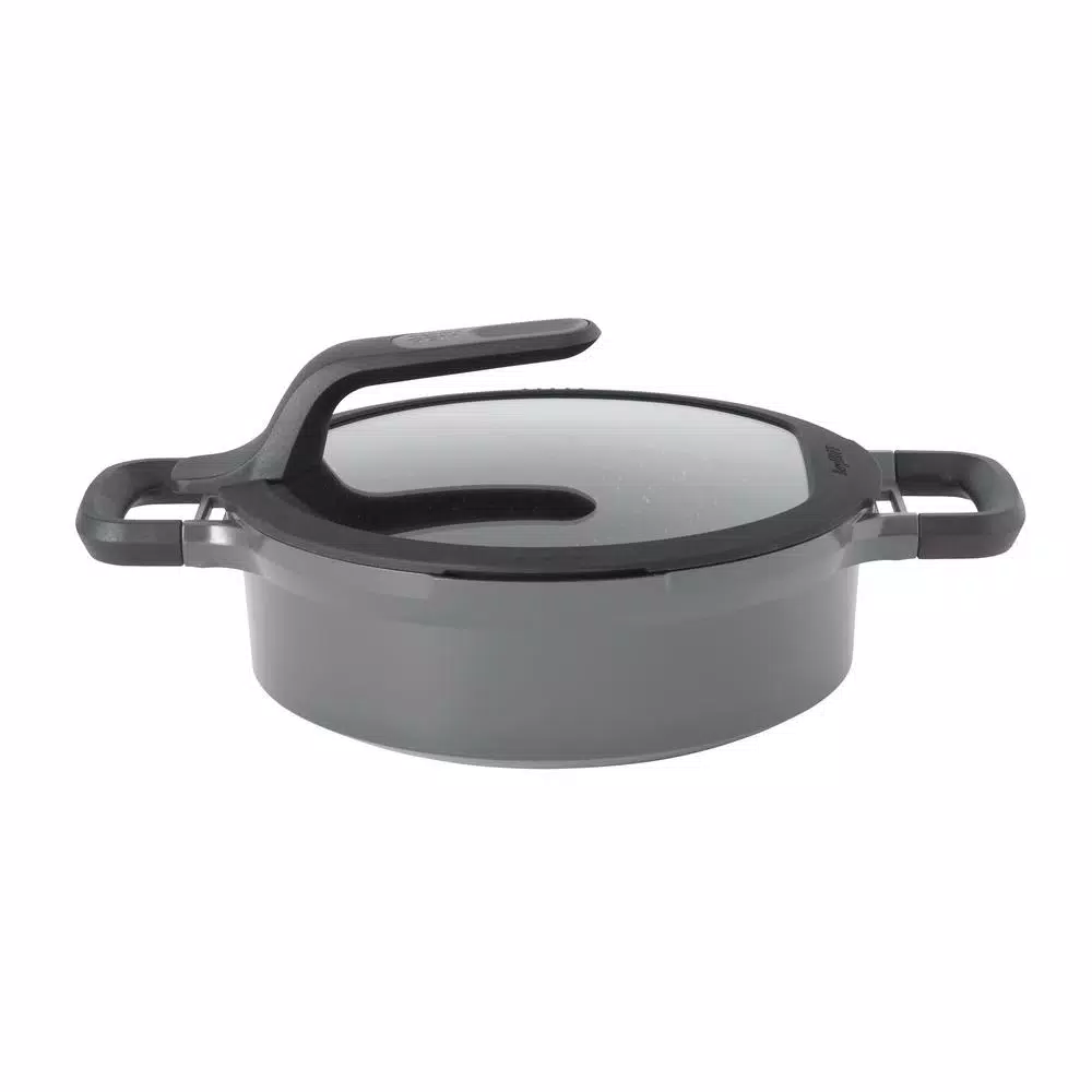 BergHOFF GEM Stay Cool 3.5 qt. Cast Aluminum Nonstick Saute Pan with Glass Lid, Gray