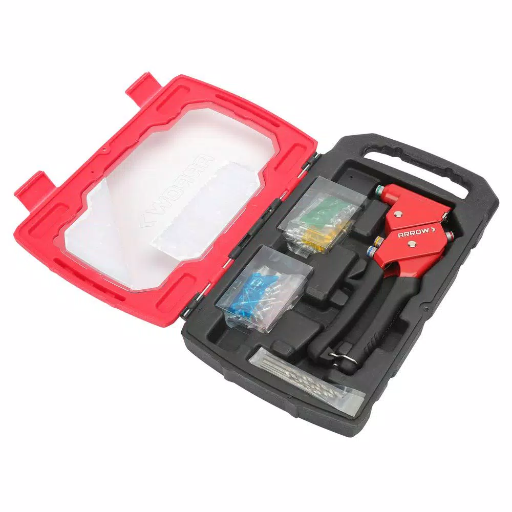 Arrow RT187SHK Swivel Head Rivet Tool Kit with 100 Assorted Rivets and 4 Drill Bits
