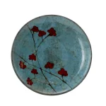 Elama Floral Accents 16-Piece Blue Stoneware Dinnerware Set, Service for 4 thumbnail 6