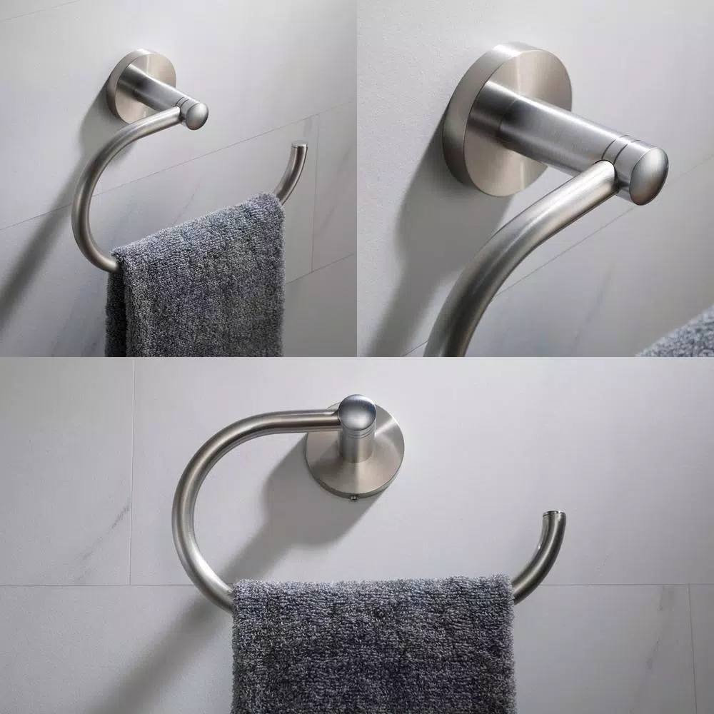 Kraus Elie Brushed Nickel Towel Ring - Solid Brass Hand Towel Holder