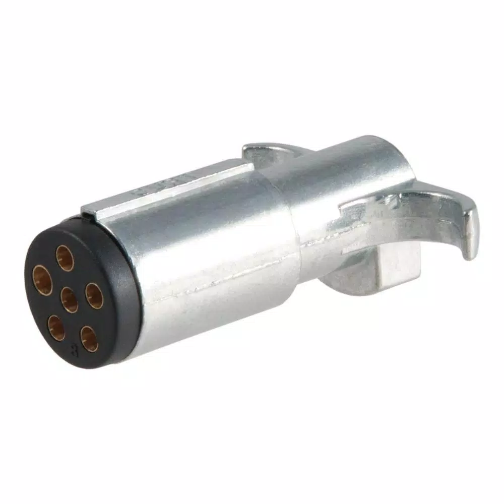 CURT 6-Way Round Trailer Connector Plug, Diecast Metal, Male End