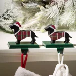 Glitzhome Dachshund Wooden and Metal Stocking Holder Set of 2 - Dog Christmas Mantel Decor thumbnail 4