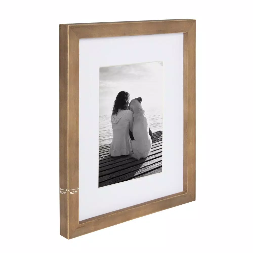 DesignOvation Gallery Rustic Brown Wood Picture Frame Set, 4-Pack, Fits 3.5x5 in. with Mat or 5x7 in. Without Mat