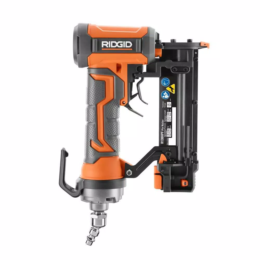 RIDGID 23-Gauge 1-3/8 in. Headless Pin Nailer with 50 ft. Lay Flat Air Hose Kit