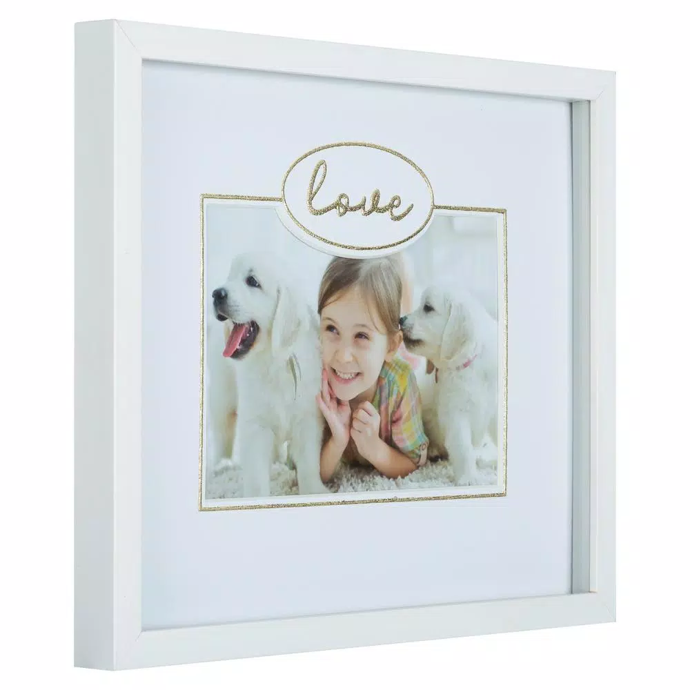 Pinnacle One Happy Family White and Gold Gallery Wall Photo Frame Set, 6 Piece Wood Frame Kit