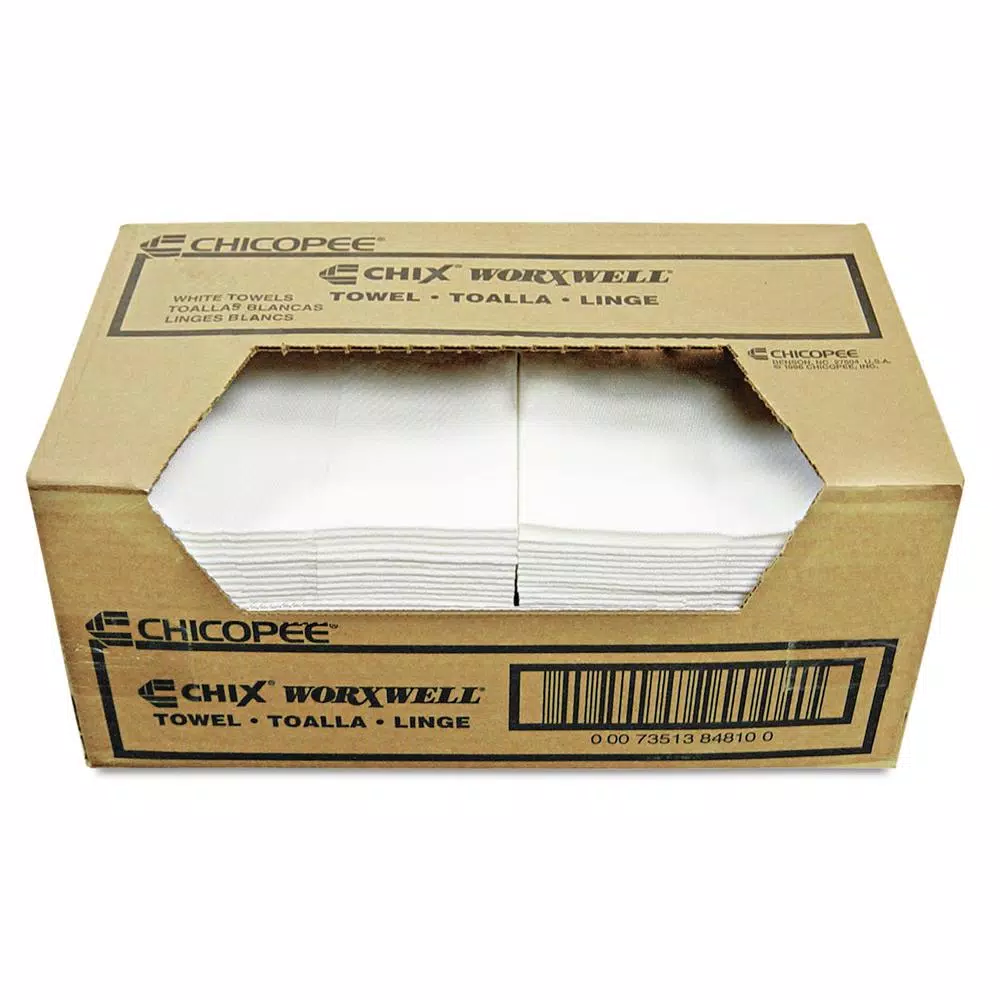 Chix Durawipe Shop Towels 13 x 15 Z-Fold White, 100 Count Reusable Cleaning Cloths