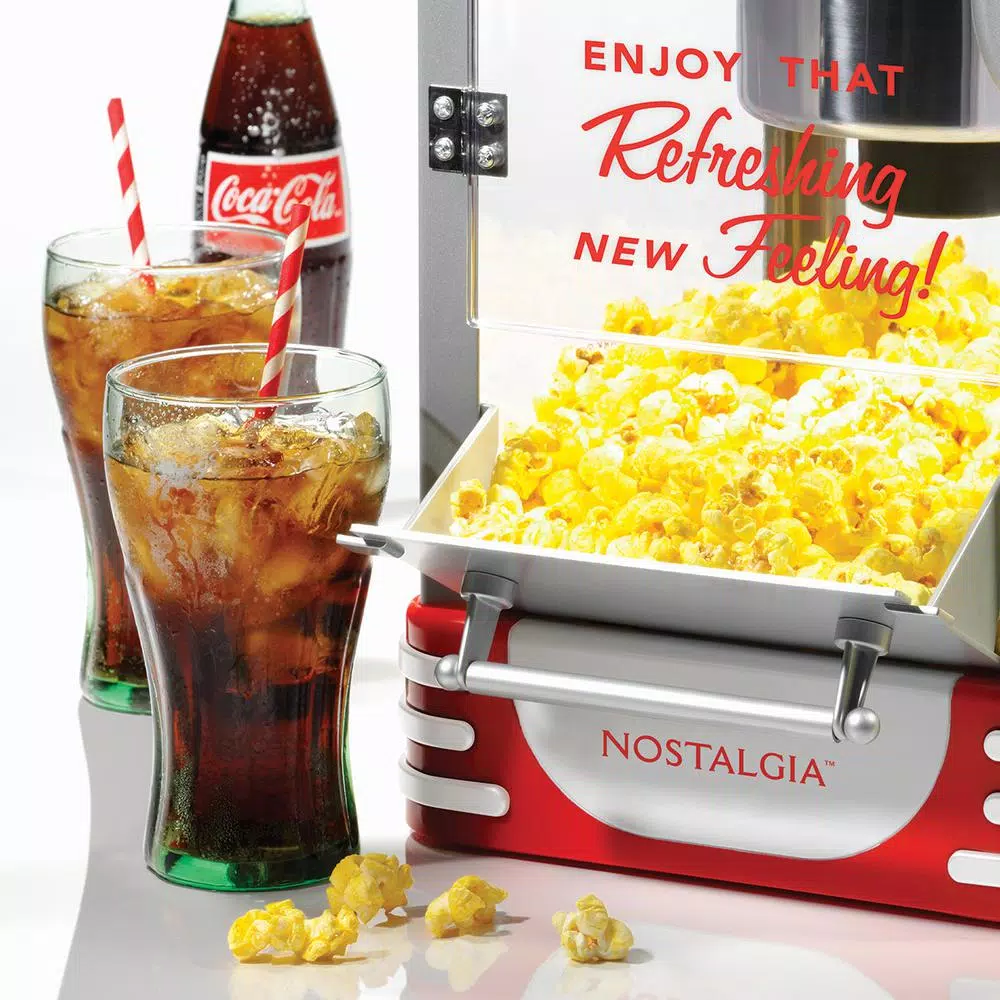 Unbranded Coca-Cola Countertop Popcorn Popper Machine with 2.5-Oz. Stainless Steel Kettle, Red
