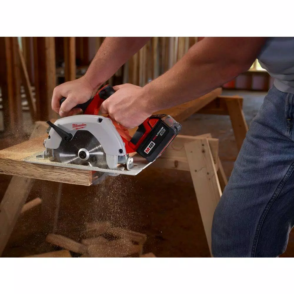 Milwaukee M18 6-1/2 in. Cordless Circular Saw Kit with Two 3.0 Ah Batteries, Charger, and Tool Bag