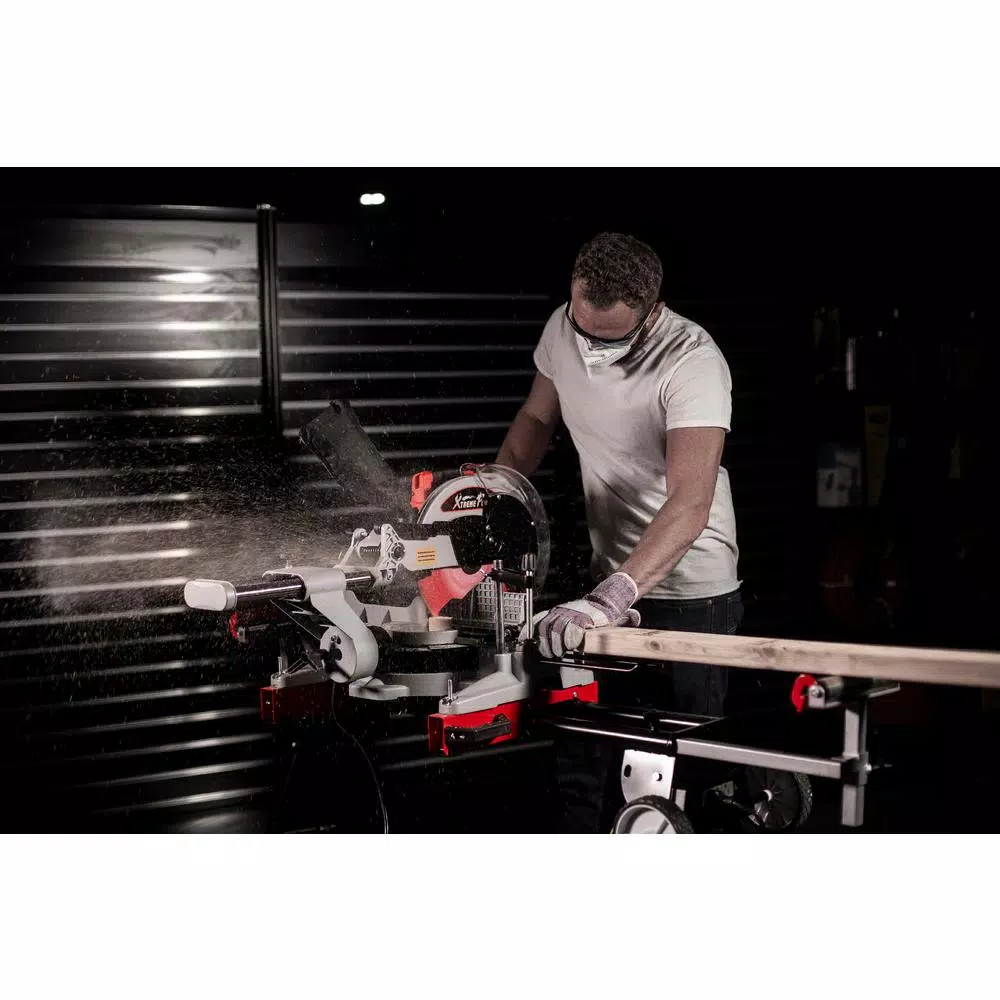 XtremepowerUS 12 in. 15 Amp 4,000 RPM Corded Single-Bevel Sliding Compound Miter Saw