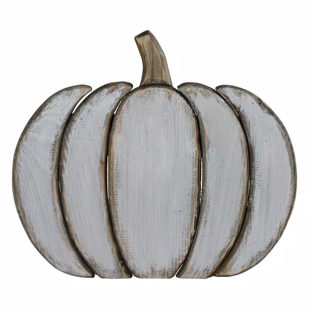 Northlight Blue and Gray Wooden Pumpkin Table Top Decoration - 13.75 in. Halloween & Thanksgiving Sculpture