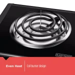 BLACK+DECKER 6 in. Single Burner Portable Hot Plate with Variable Temperature Control, Black thumbnail 5