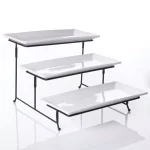 GIBSON elite Gracious Dining 4-Piece White 3-Tier Ceramic Cake Stand with Metal Rack thumbnail 1