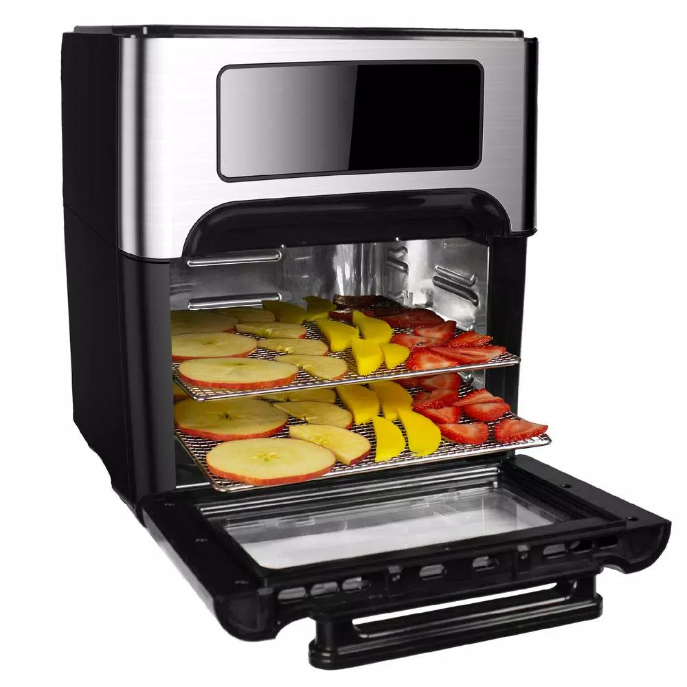 GoWISE USA 1700W 12.7 Quart Air Fryer Toaster Oven with Rotisserie and Dehydrator, Black