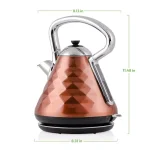 Ovente Cleo Collection 1.7L Copper Electric Kettle, 1500W Stainless Steel Tea Kettle with Auto Shut-Off thumbnail 2