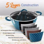 NutriChef Blue Diamond Ceramic 11-Piece Nonstick Aluminum Cookware Set thumbnail 3