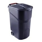 Rubbermaid Roughneck 45 Gallon Wheeled Trash Can with Hinged Lid, Black thumbnail 3