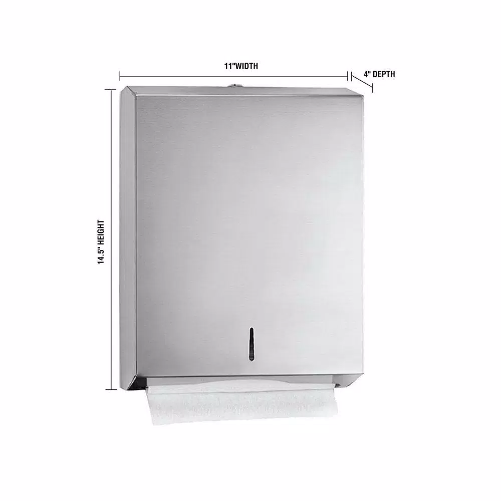 Alpine Industries Brushed Stainless Steel C-Fold and Multi-Fold Paper Towel Dispenser