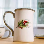 Home Essentials Cardinal Holly Ceramic Pitcher, 33 fl. oz. Red Holiday Serving Pitcher thumbnail 3