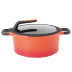 Unbranded GEM Stay Cool 7.7 qt. Cast Aluminum Nonstick Stock Pot with Glass Lid, Orange thumbnail 1