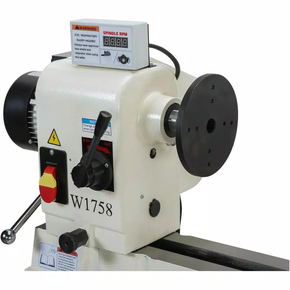Shop Fox 16 in. x 46 in. 2 HP Wood Lathe with Stand and Digital Tachometer, 110-Volt