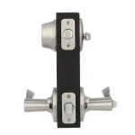 Kwikset Balboa Satin Nickel Exterior Entry Door Lever and Single Cylinder Deadbolt Combo Pack thumbnail 5