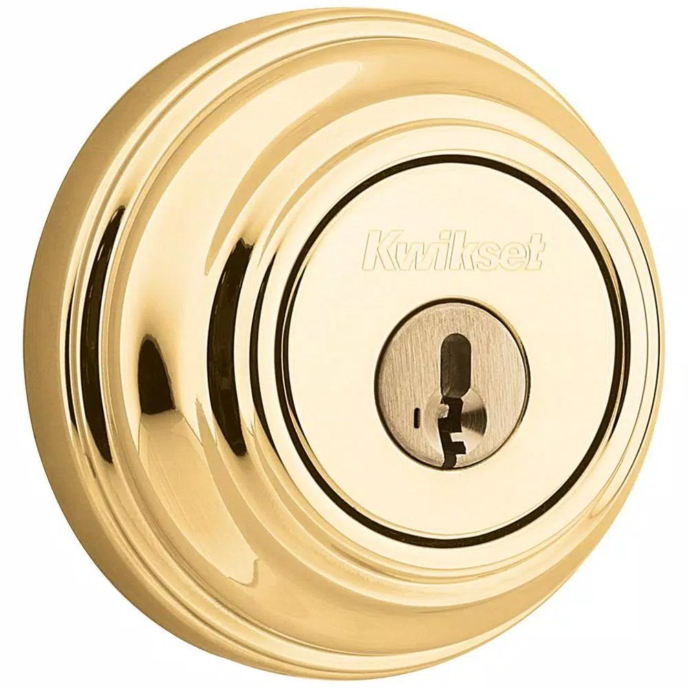 Kwikset 980 Double Cylinder Deadbolt with SmartKey Security, Polished Brass