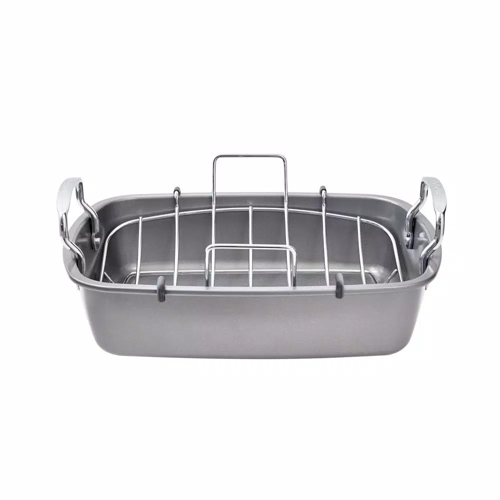 Circulon 17 x 13 in. Nonstick Steel Roasting Pan with U-Shaped Rack