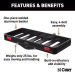 CURT 500 lb. Capacity Aluminum Basket Style Hitch Cargo Carrier, 2 in. Receiver, 49 in. x 22 in. thumbnail 2