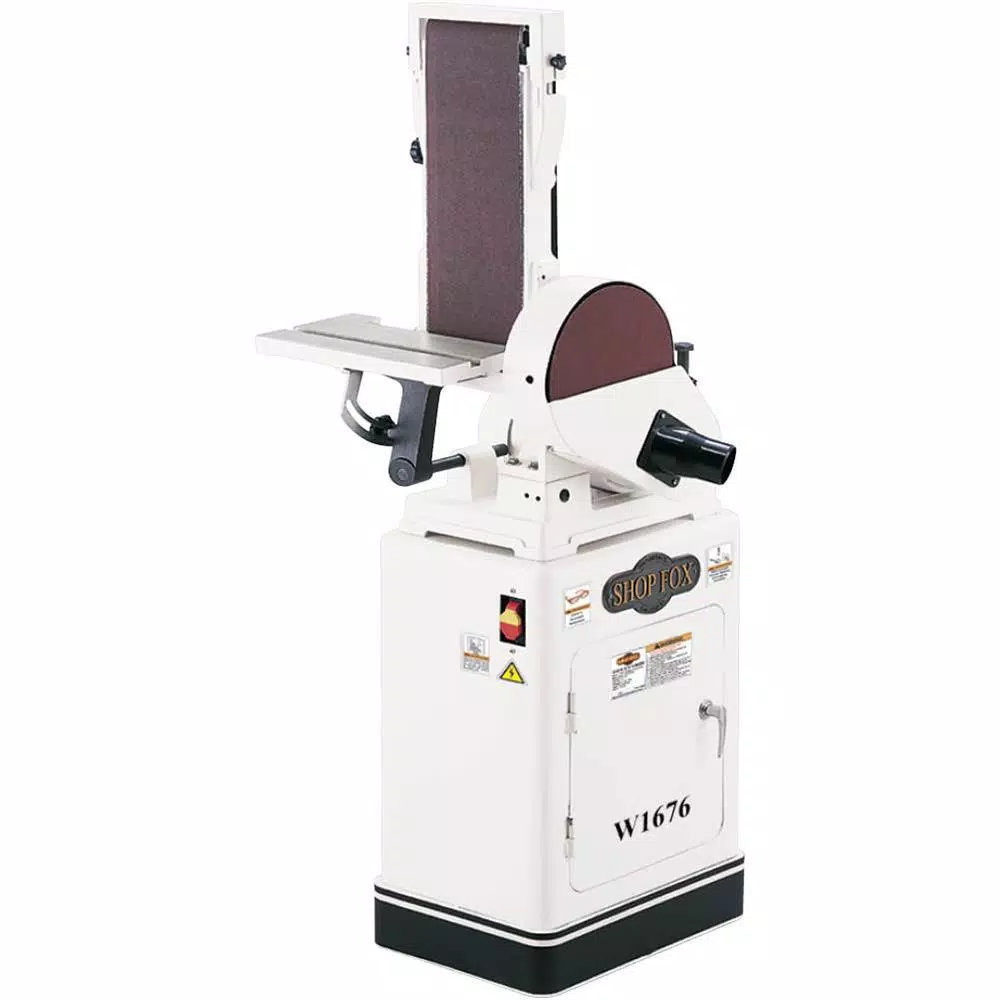 Shop Fox 1 HP Combination Belt and Disc Sander with Cabinet Stand, 6 in. x 48 in. Belt & 10 in. Disc