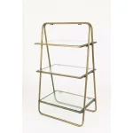 Unbranded 3-Tier Brass Finish Metal and Glass Display Shelf, 11 x 18 x 31 in thumbnail 1