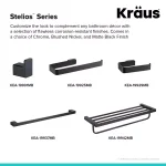 KRAUS Stelios Matte Black Solid Brass Robe and Towel Hook thumbnail 7