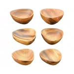 Acaciaware 6-Piece Handcrafted Acacia Wood 3-Sided Nut and Dip Bowl Set, 4 in. thumbnail 1