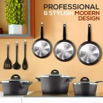 NutriChef Ridge-Line 12-Piece Aluminum Nonstick Cookware Set, Chrome thumbnail 2