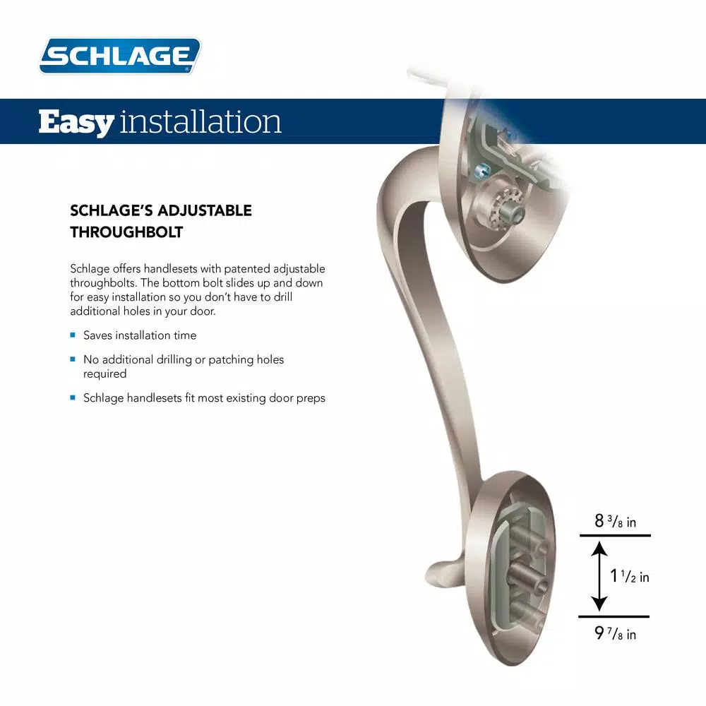 Schlage Camelot Satin Nickel Entry Door Handle with Right-Handed Flair Lever