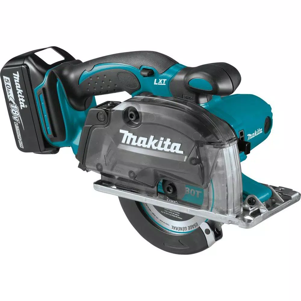 Makita 18V LXT Cordless 5-3/8 in. Metal Cutting Saw Kit with 2 5.0 Ah Batteries and Rapid Optimum Charger