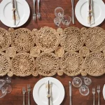 LR Resources Natural Jute Rectangle Indoor Table Runner, 16 in. x 80 in., Bohemian Farmhouse Style thumbnail 5
