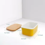 Sweese Large Porcelain Butter Dish with Beech Wood Lid, Yellow thumbnail 2