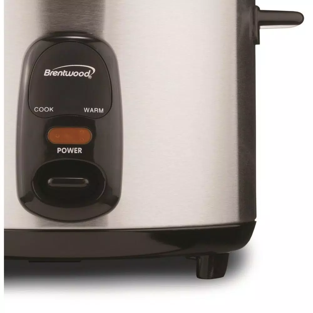 Brentwood 10-Cup Silver Rice Cooker with Stainless Steel Body and Nonstick Inner Pot
