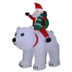 Luxen Home 6 ft. Santa and Polar Bear Inflatable Holiday Yard Decor with LED Lights thumbnail 1