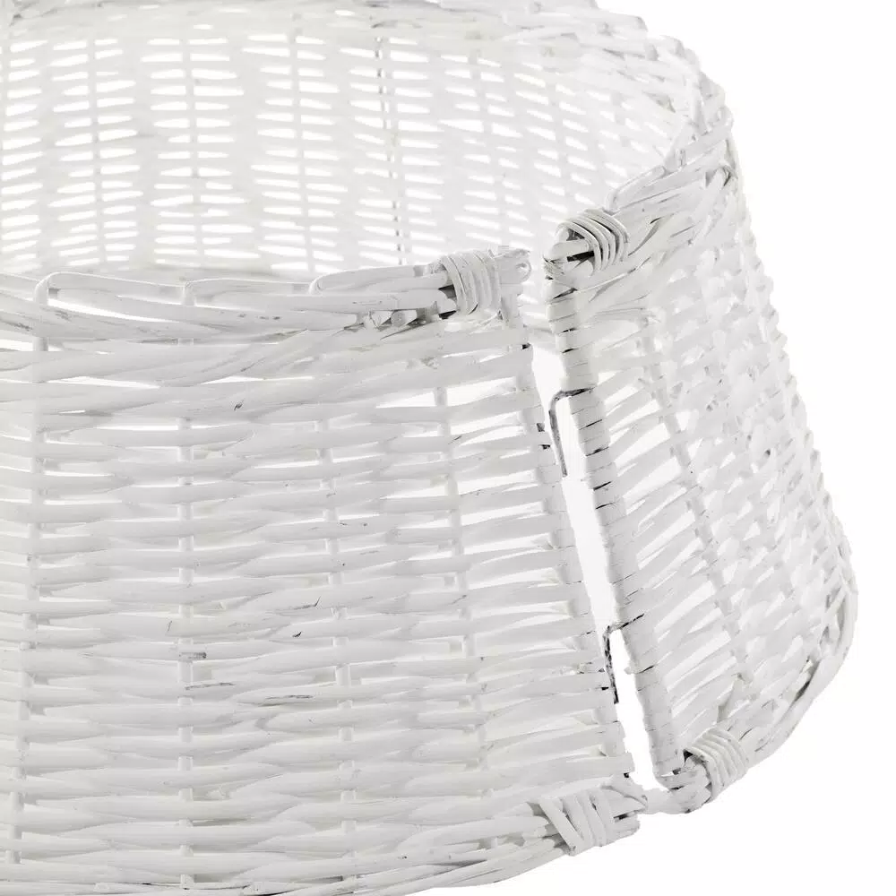 Home Accents Holiday 27 in. White Wicker Christmas Tree Collar