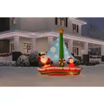 Home Accents Holiday 7 ft. Pre-Lit LED Inflatable Santa in Sailboat with Penguin Christmas Decoration thumbnail 2