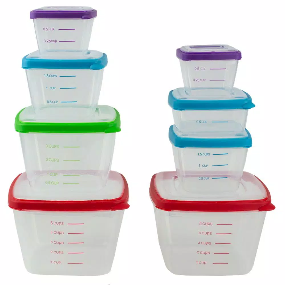 Unbranded 10-Piece Locking Round Plastic Food Storage Container Set with Airtight Snap-On Lids