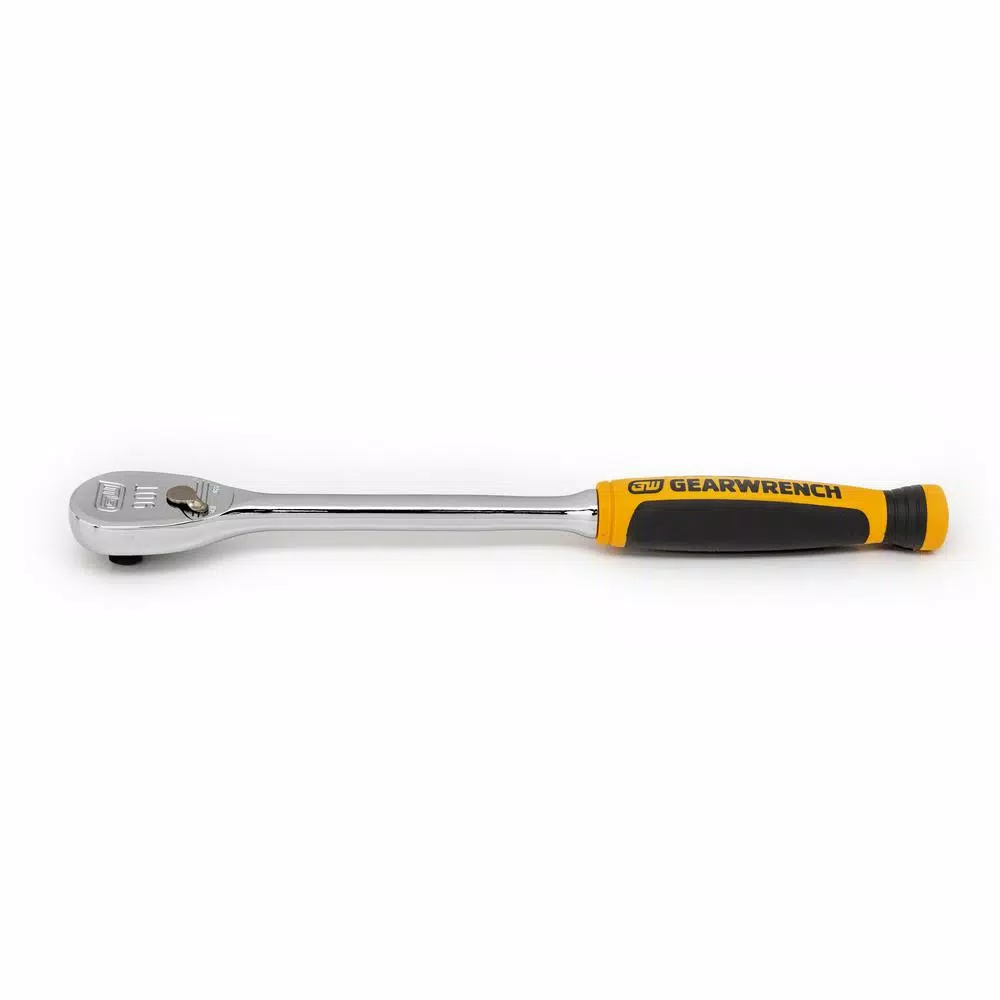 GEARWRENCH 1/4 in. Drive 90 Tooth Teardrop Ratchet, 8 in. L, Dual Material Handle