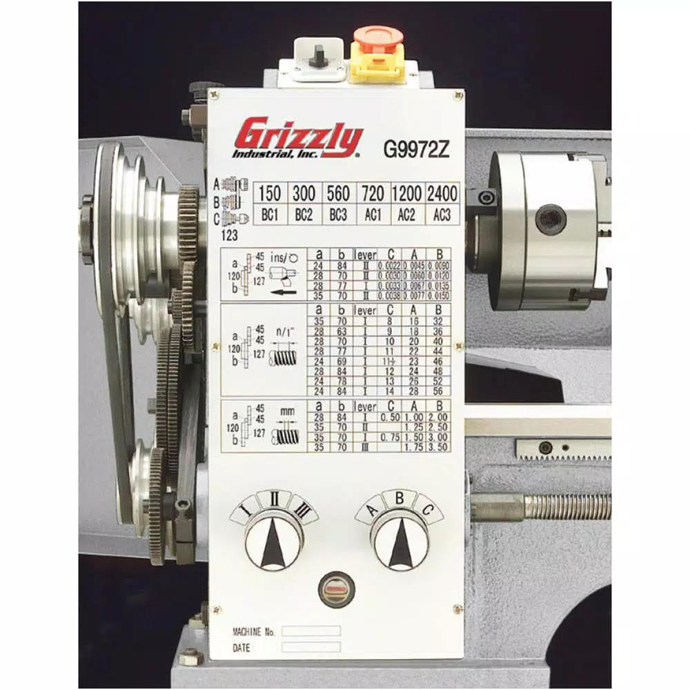 Grizzly Industrial 11 in. x 26 in. Bench Lathe with Gearbox, 1 HP Motor