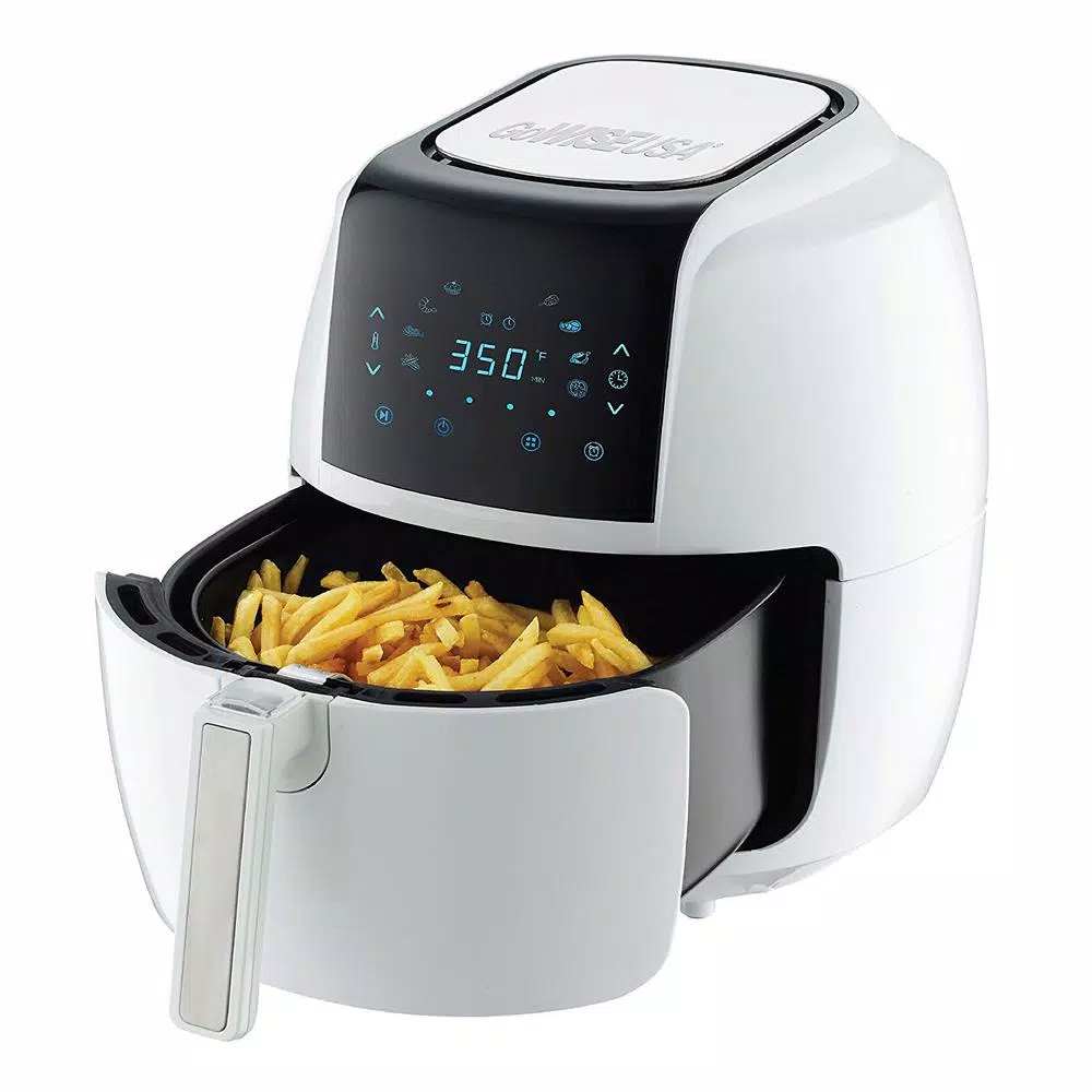 GoWISE USA 5.8 Qt. XL Air Fryer with Touch Screen, 8-in-1 Rapid Air Circulation Technology, White