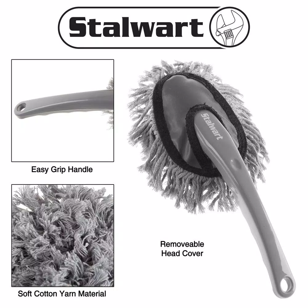 Stalwart Gray Car Duster 2-Pack - Soft Cotton Yarn Interior & Exterior Cleaner